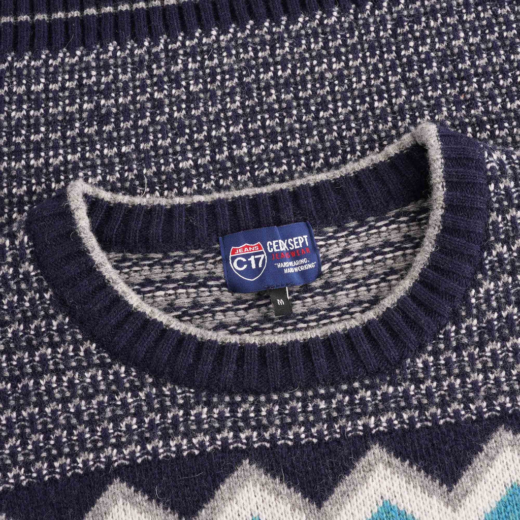 C17 Jeans Script Peaks Knitted Sweatshirt - Navy Blue
