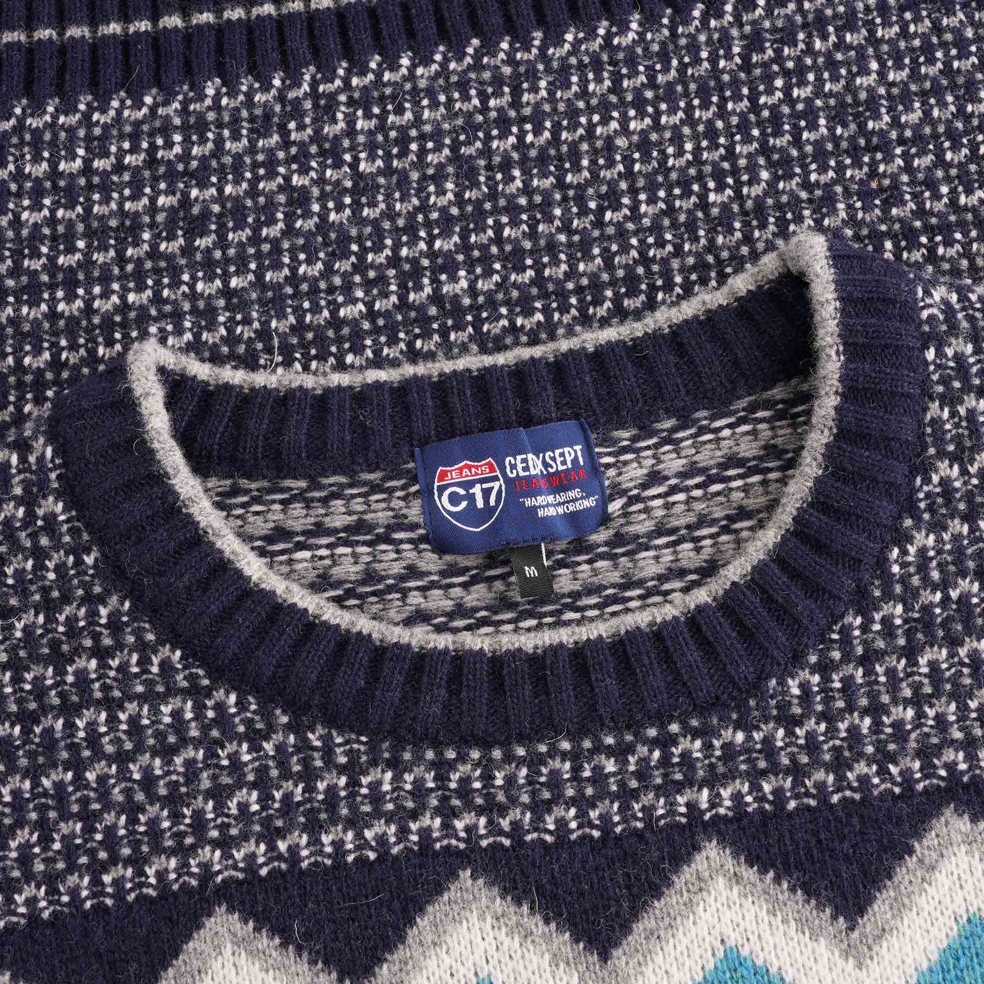 C17 Jeans Script Peaks Knitted Sweatshirt - Navy Blue