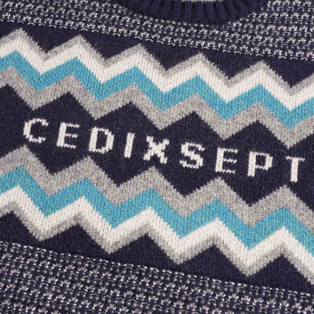 C17 Jeans Script Peaks Knitted Sweatshirt - Navy Blue