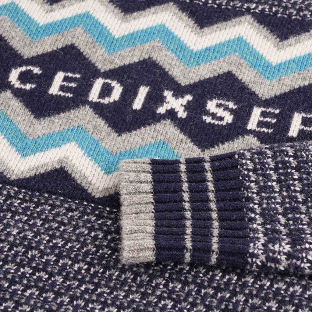 C17 Jeans Script Peaks Knitted Sweatshirt - Navy Blue