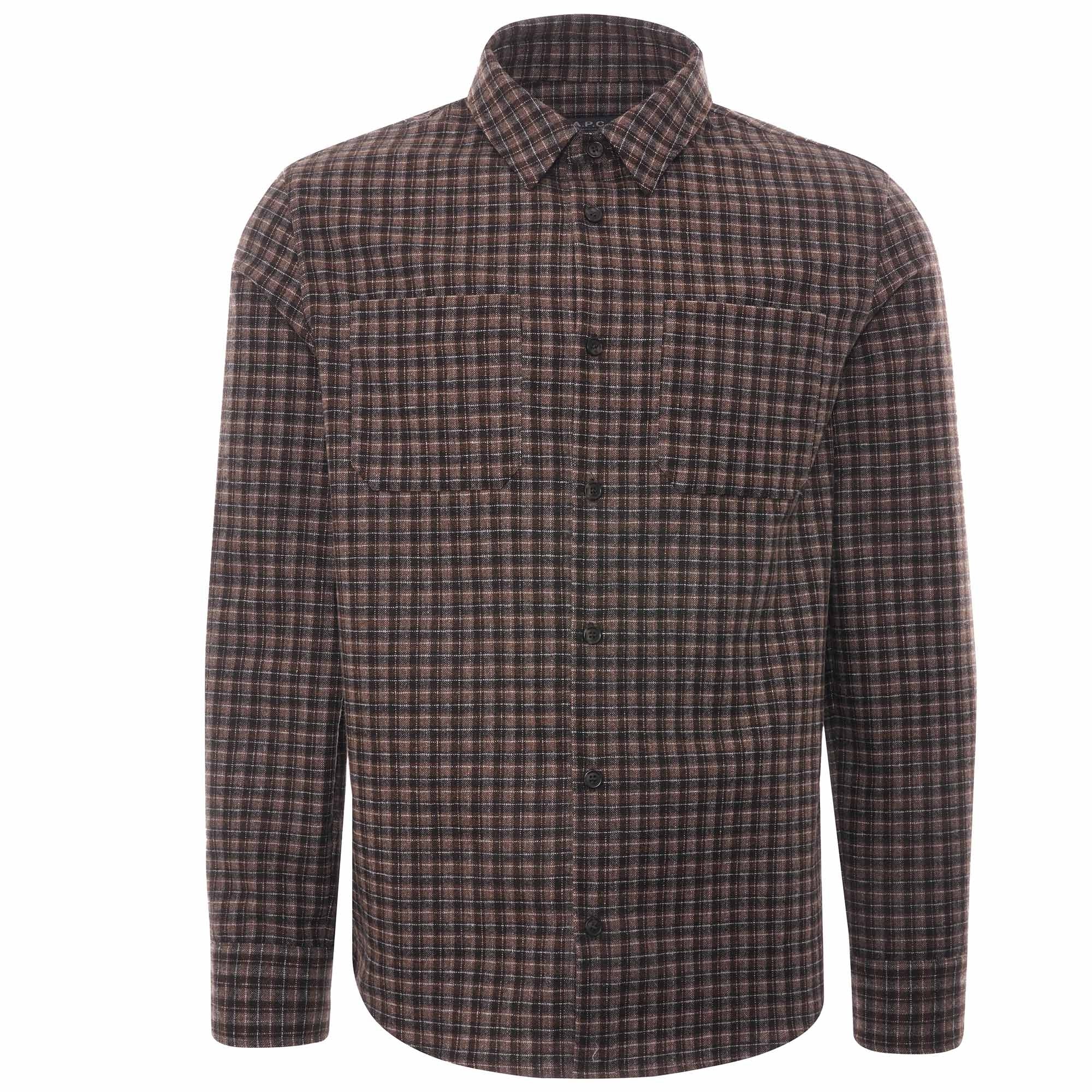 A.P.C. Justin Wool Check Overshirt - Marron