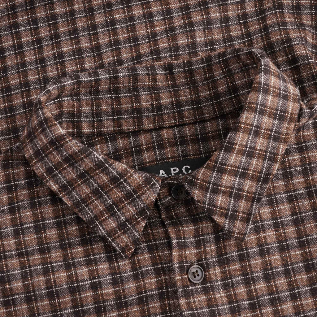 A.P.C. Justin Wool Check Overshirt - Marron