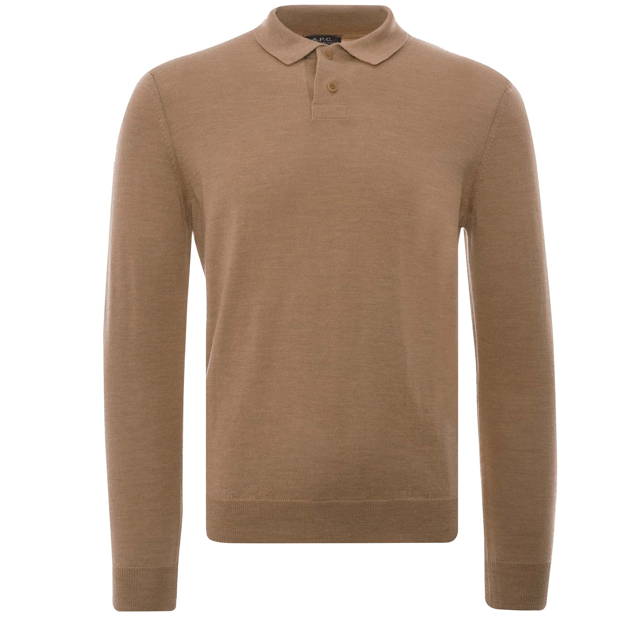 A.P.C. Long Sleeve Jerry Merino Polo - Beige