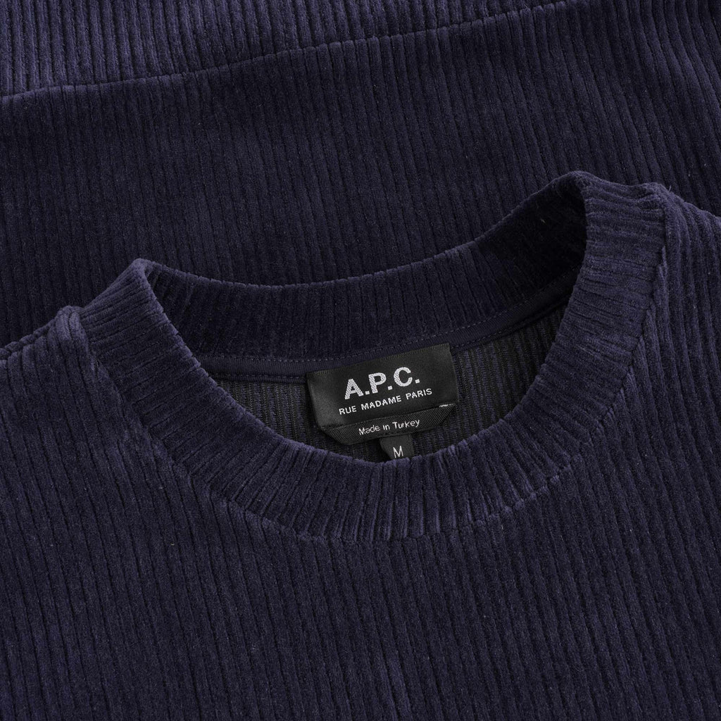 A.P.C. Remy Corduroy Crew Sweatshirt - Dark Navy
