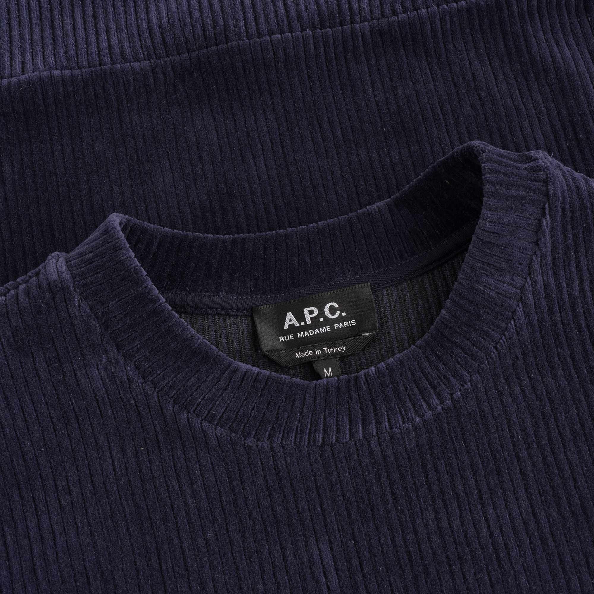 A.P.C. Remy Corduroy Crew Sweatshirt - Dark Navy