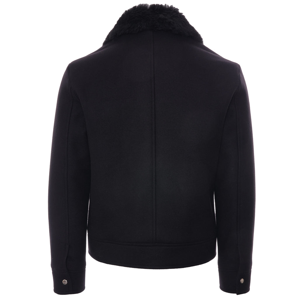 AMI Shearling-Collar Zipped Jacket - Black