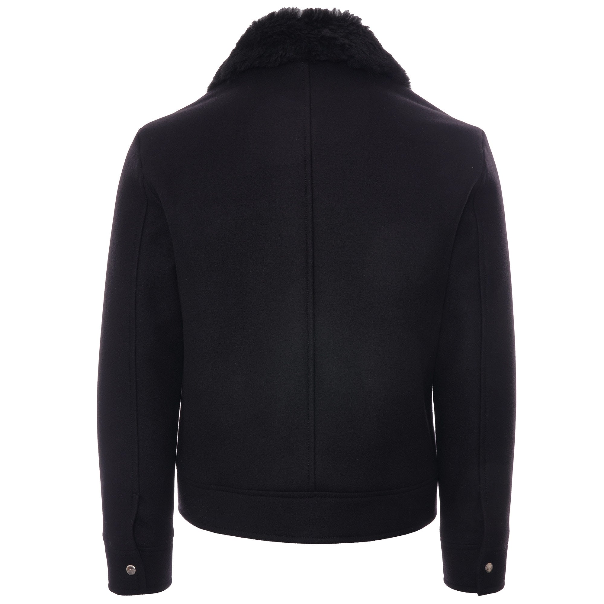 AMI Shearling-Collar Zipped Jacket - Black