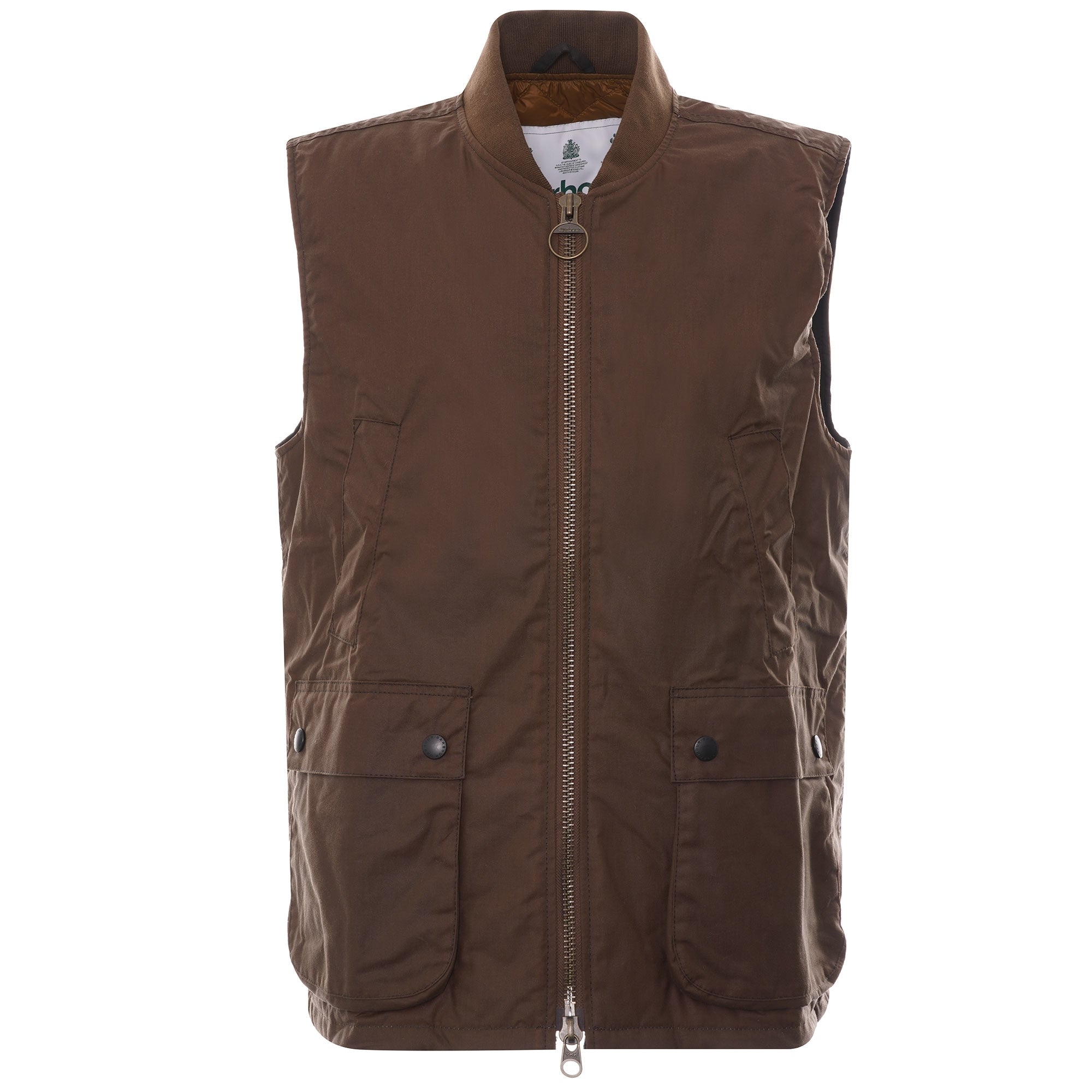 Barbour Rib Collar Westmorland Wax Vest - Bark