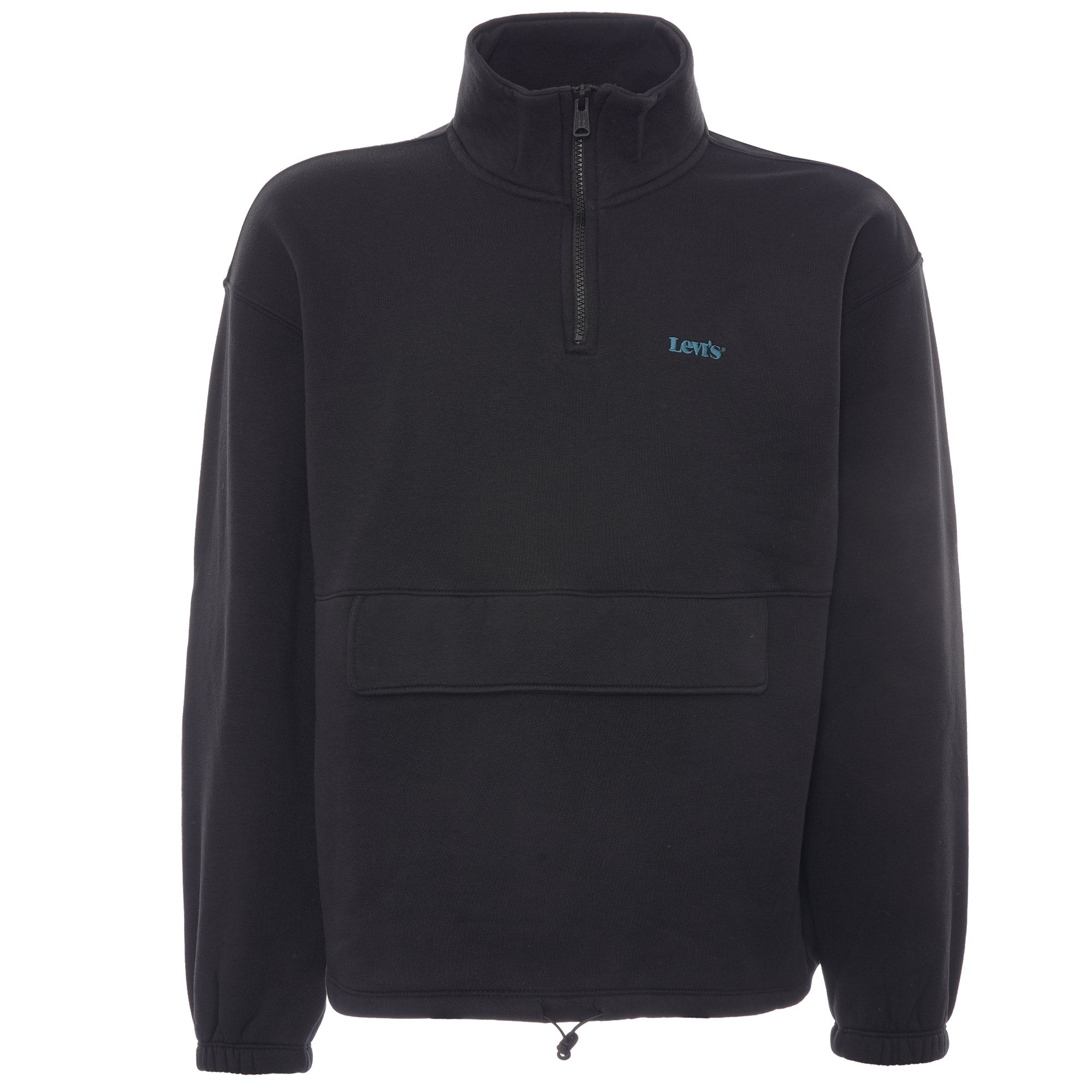 1/4 Zip Mockneck Popover Sweatshirt - Black