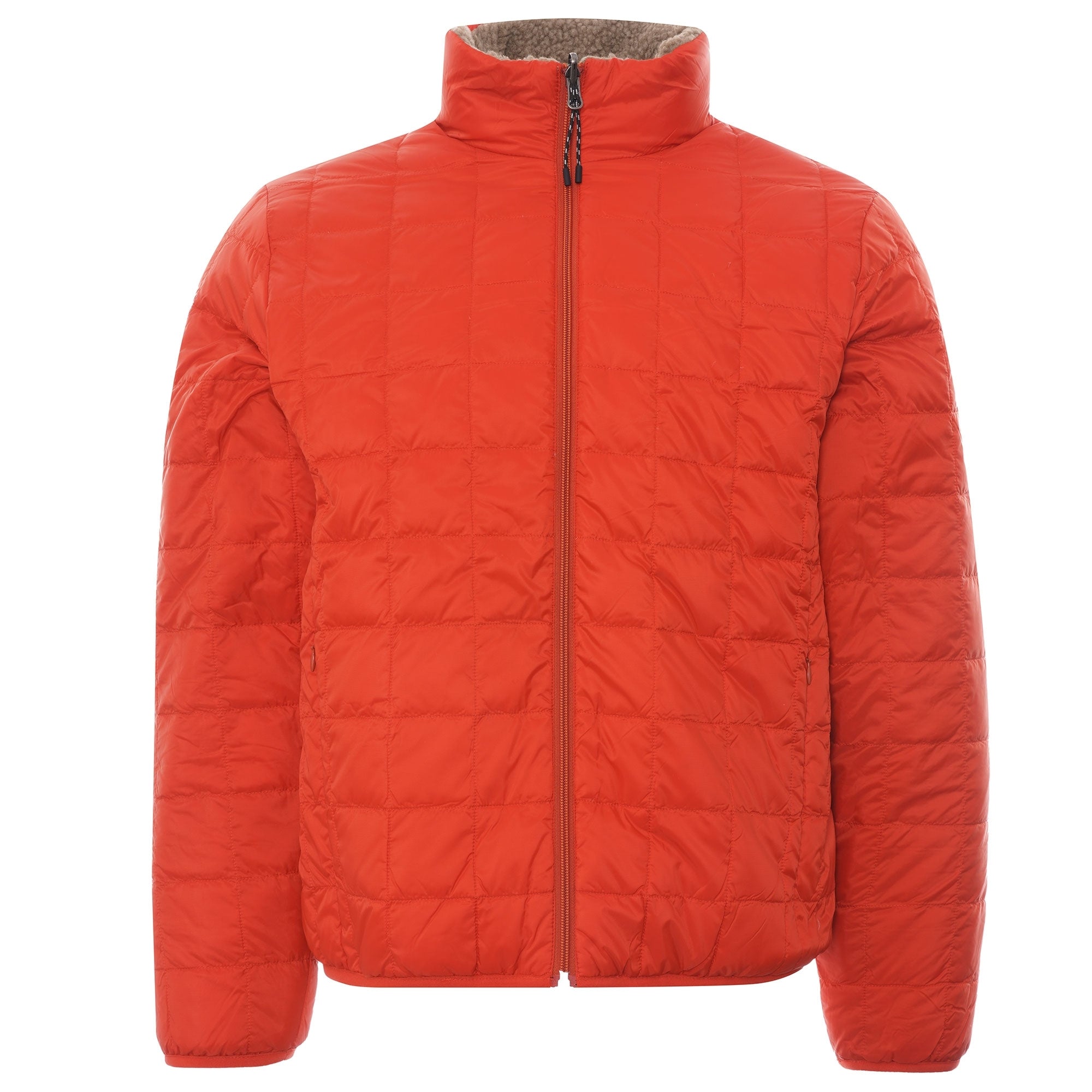 Taion Reversible Fleece Down Jacket - Red/Beige