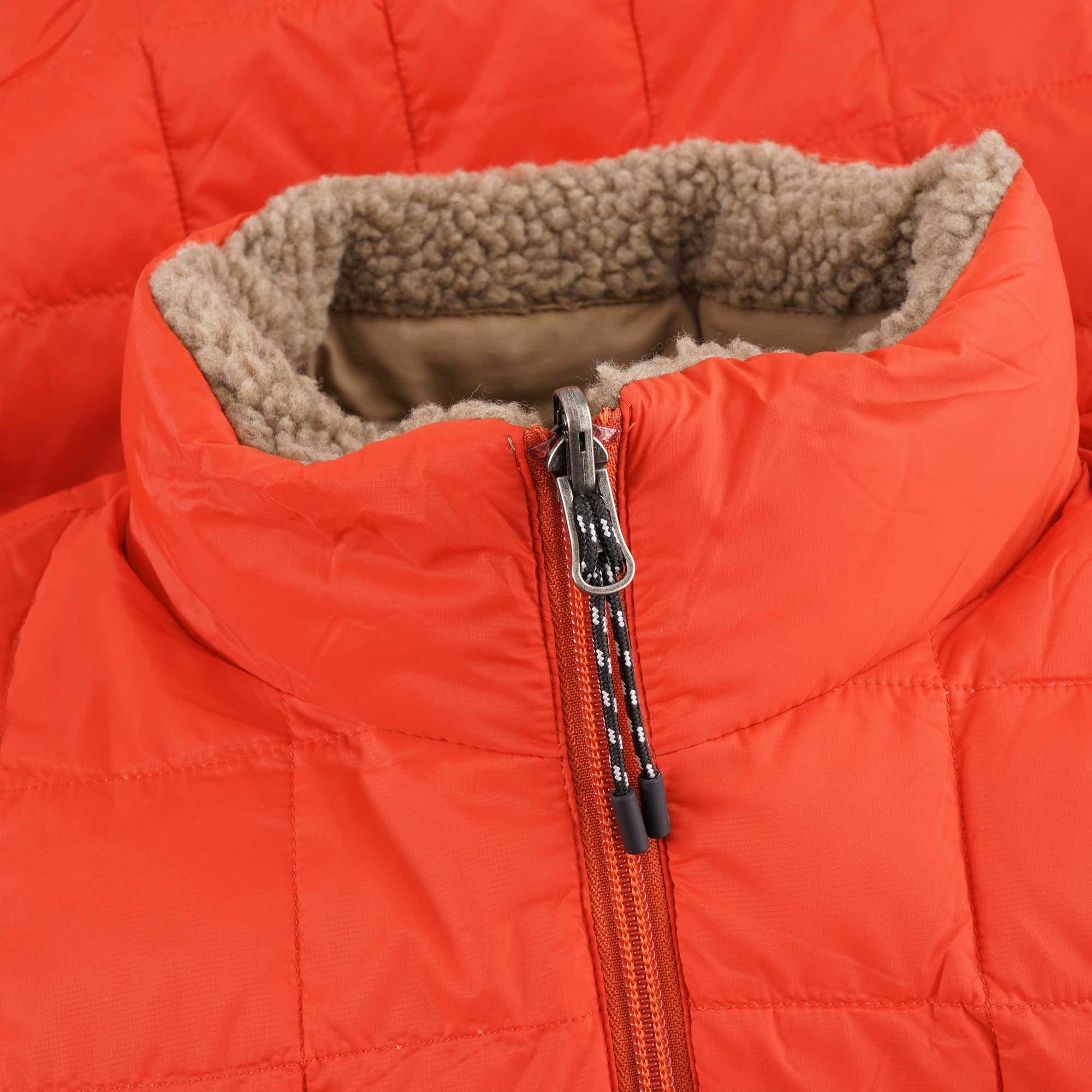 Taion Reversible Fleece Down Jacket - Red/Beige