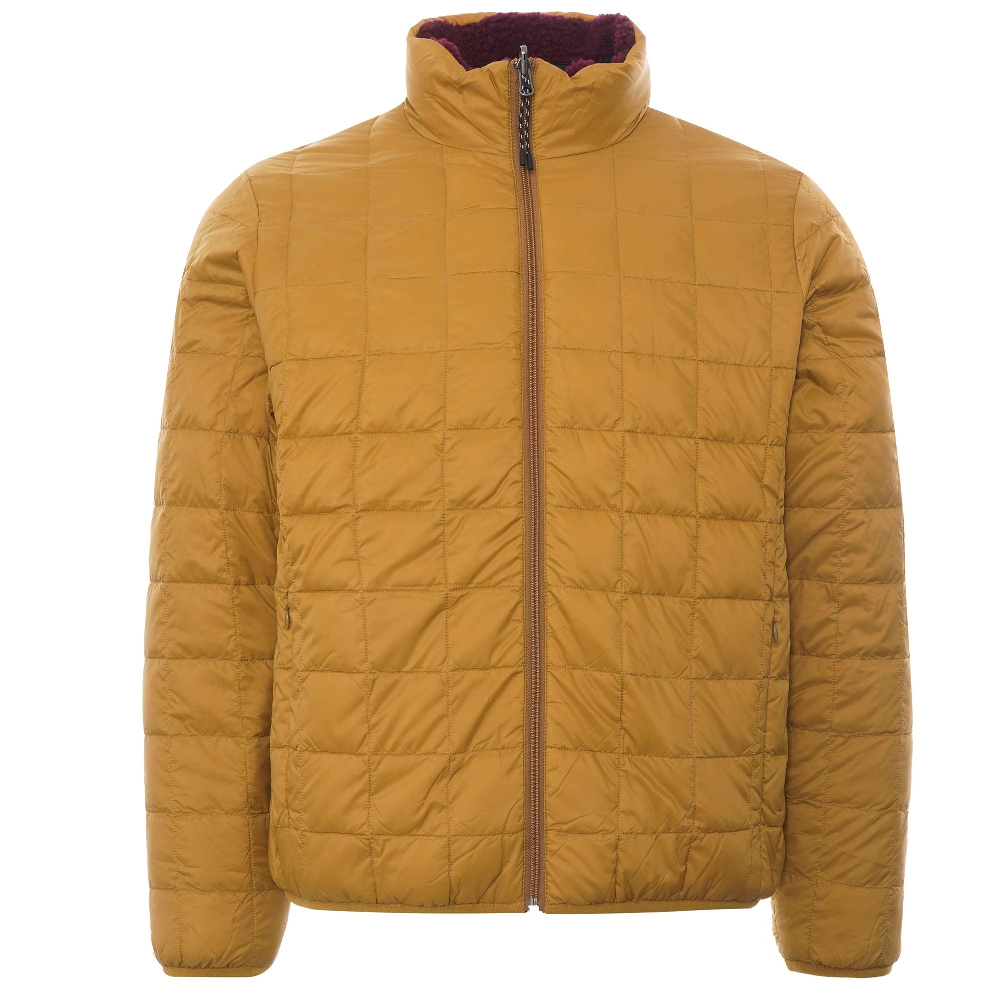 Taion Reversible Fleece Down Jacket - Camel/Red