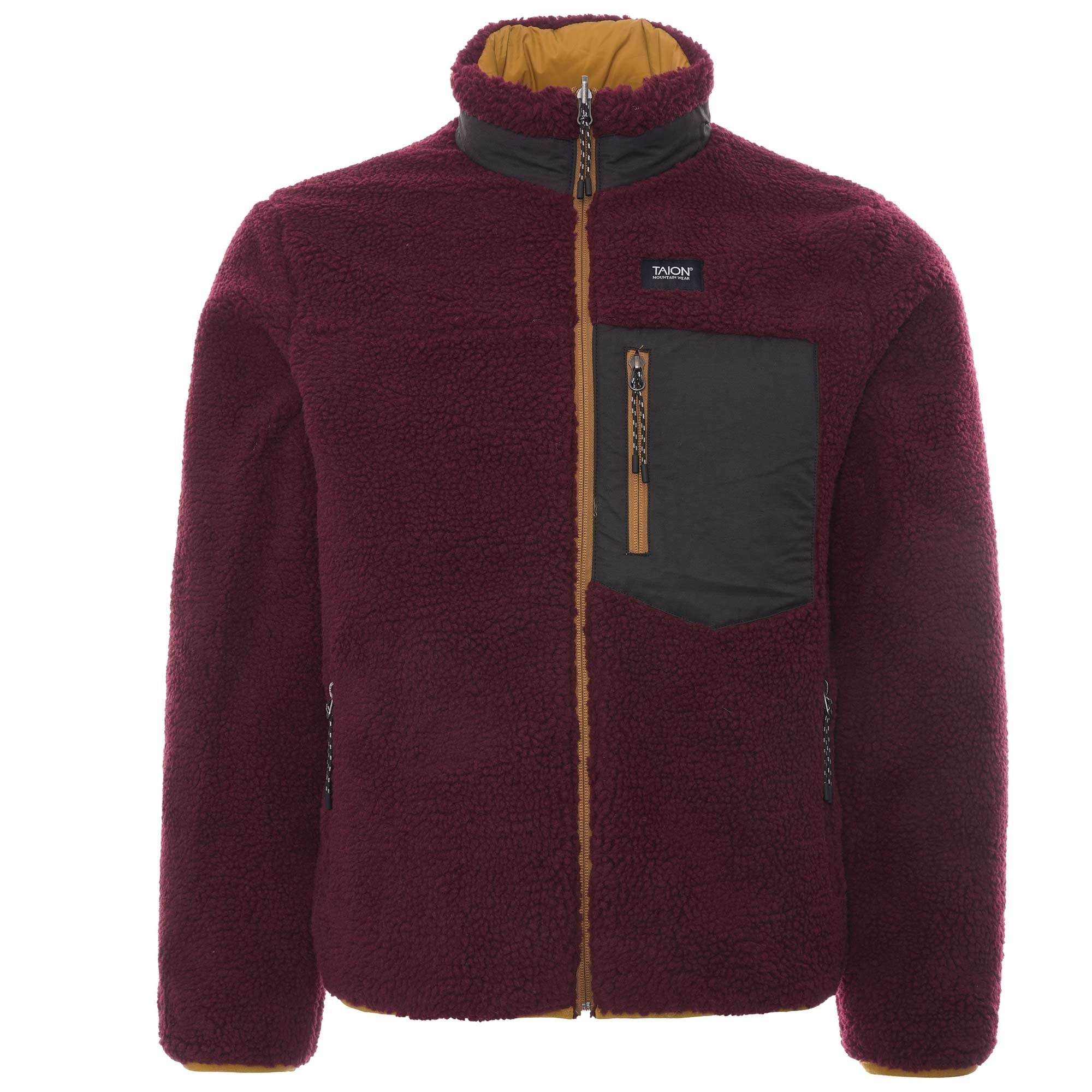 Taion Reversible Fleece Down Jacket - Camel/Red