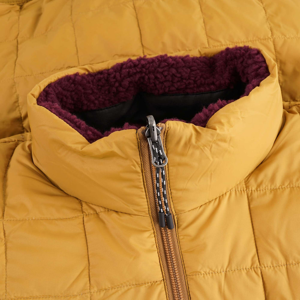 Taion Reversible Fleece Down Jacket - Camel/Red