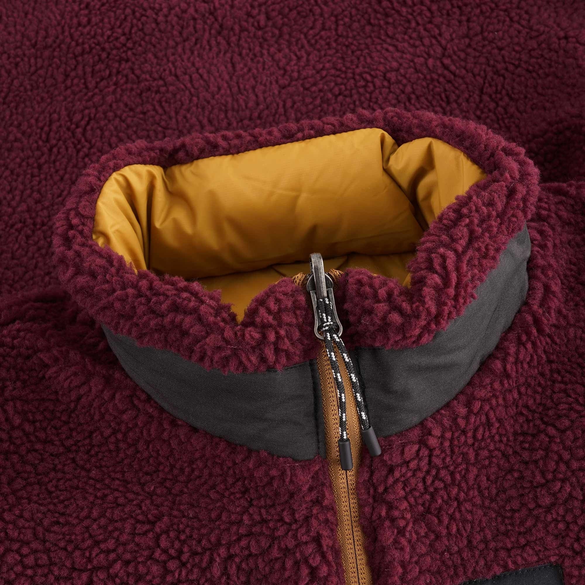 Taion Reversible Fleece Down Jacket - Camel/Red