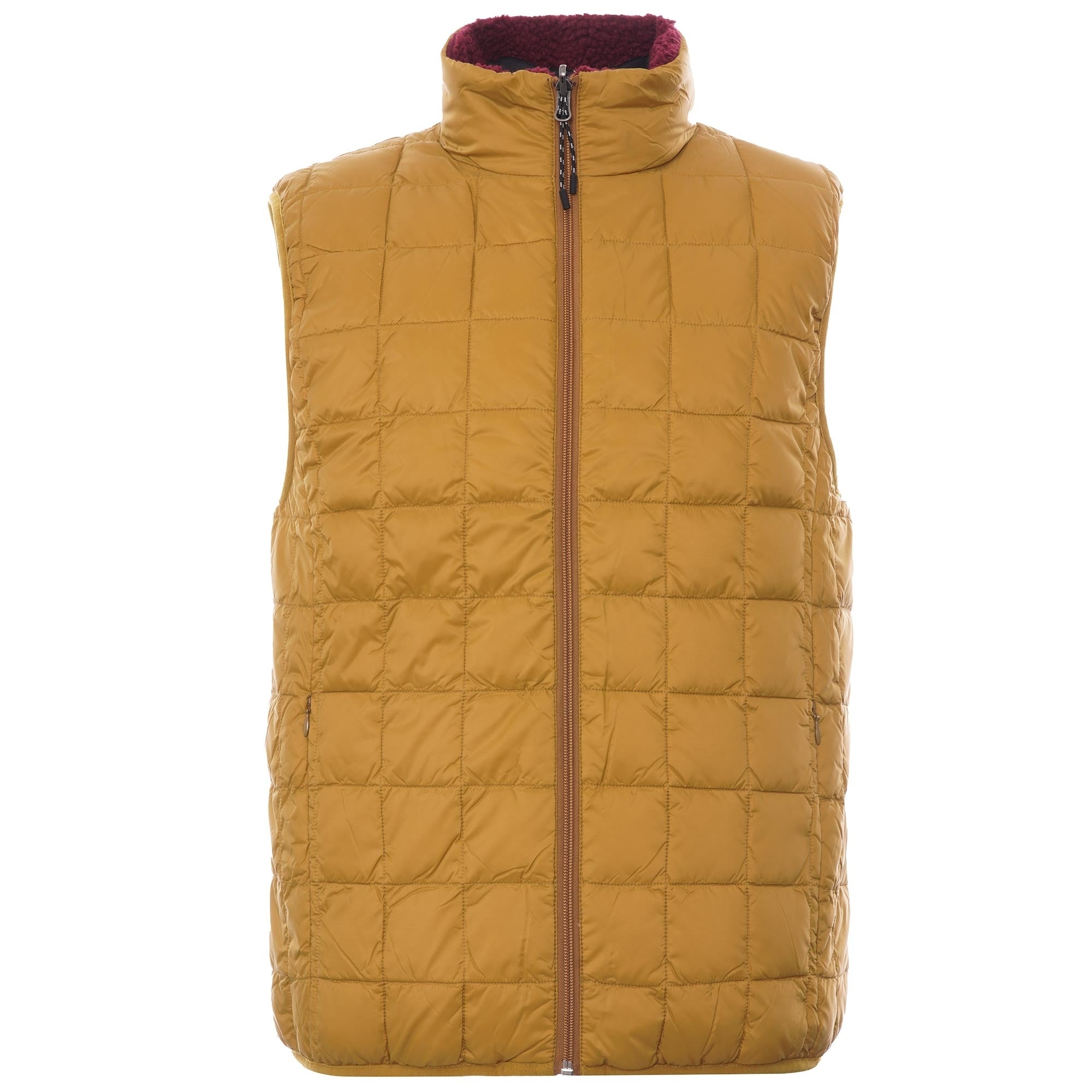 Taion Reversible Fleece Down Gilet - Camel/Red