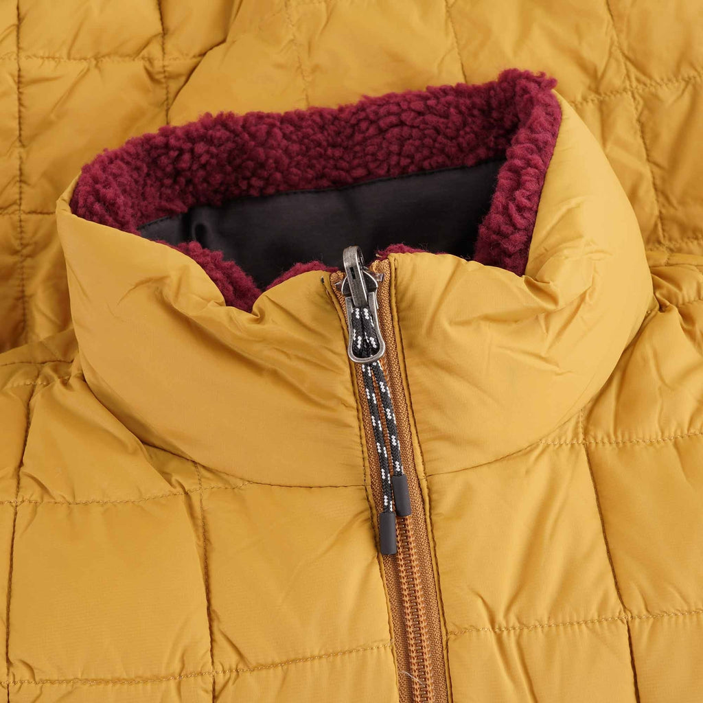 Taion Reversible Fleece Down Gilet - Camel/Red