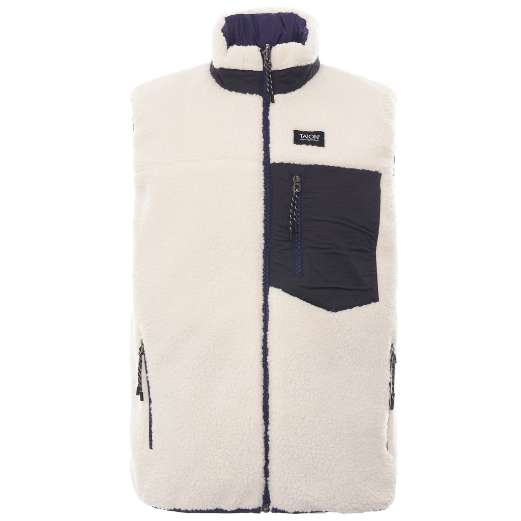Taion Reversible Fleece Down Gilet - Navy/Ivory