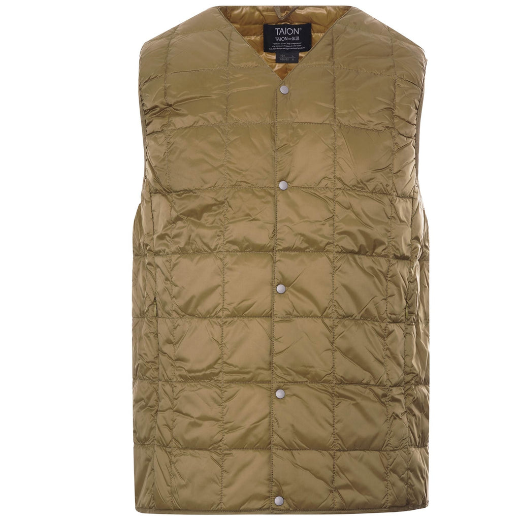 Taion V Neck Button Down Vest - Beige