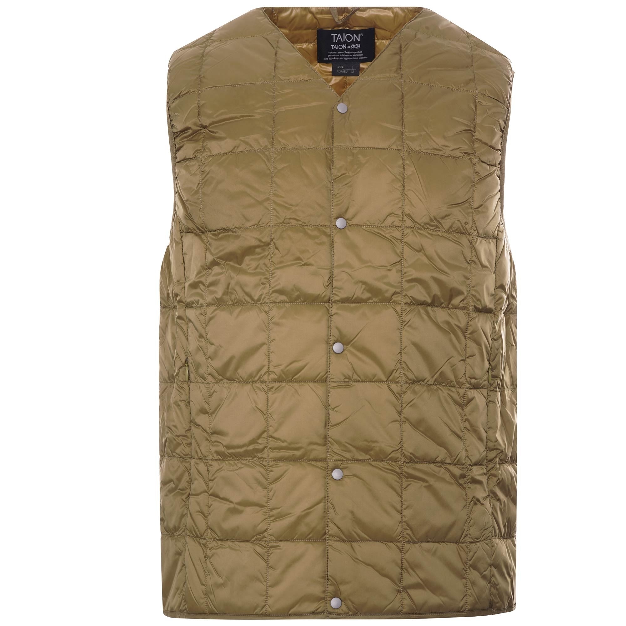 Taion V Neck Button Down Vest - Beige