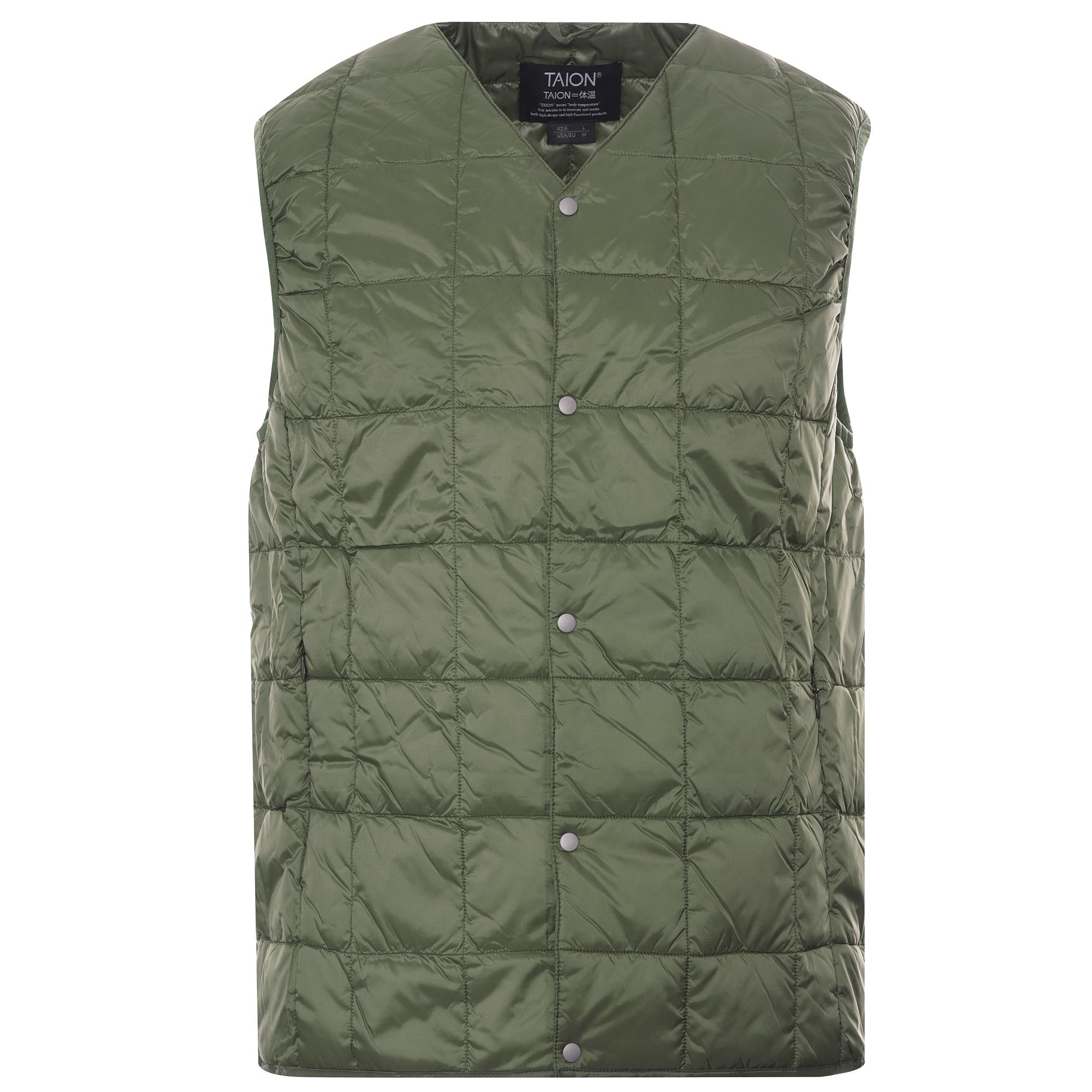 Taion V Neck Button Down Vest - Olive