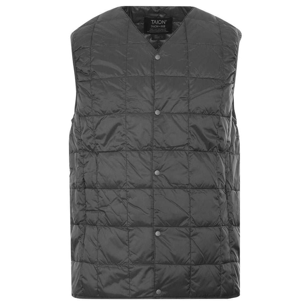 Taion V Neck Button Down Vest - Charcoal