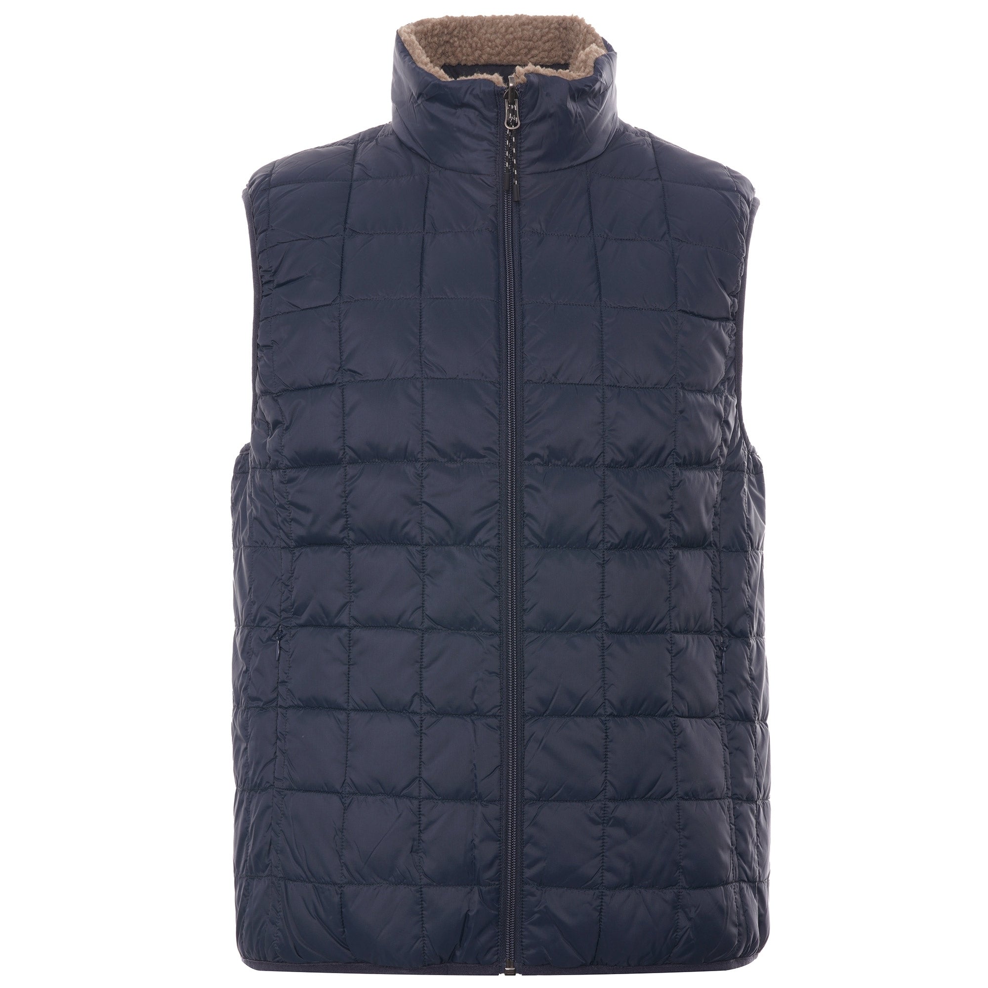 Taion Reversible Fleece Down Jacket - Navy/Beige
