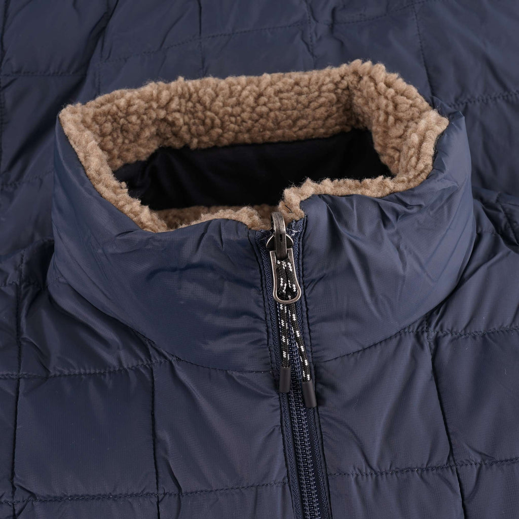 Taion Reversible Fleece Down Jacket - Navy/Beige