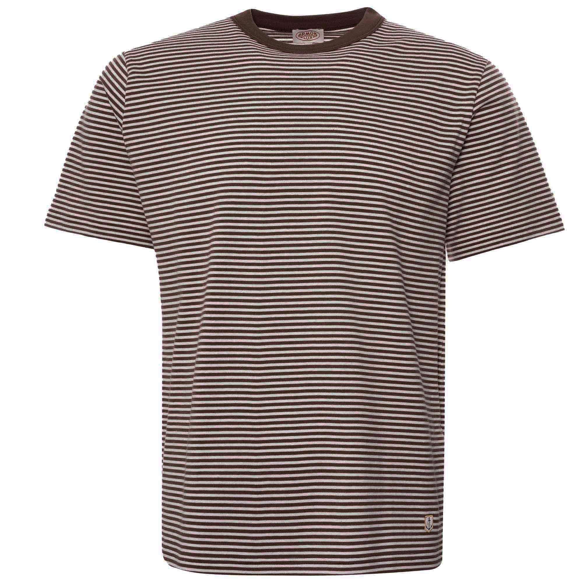 Armor Lux Organic Cotton Striped Heritage T-Shirt - Cacao/Milk