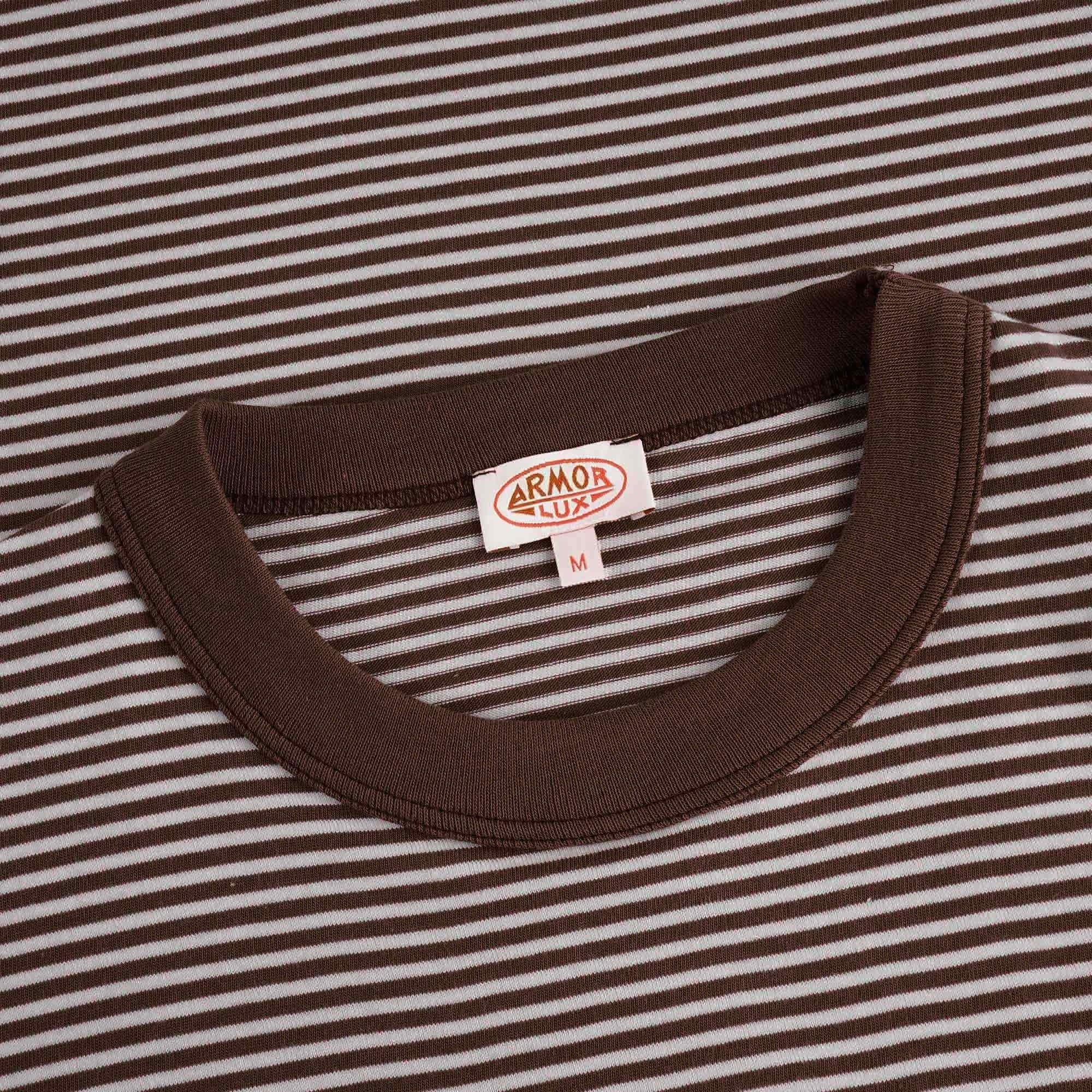 Armor Lux Organic Cotton Striped Heritage T-Shirt - Cacao/Milk