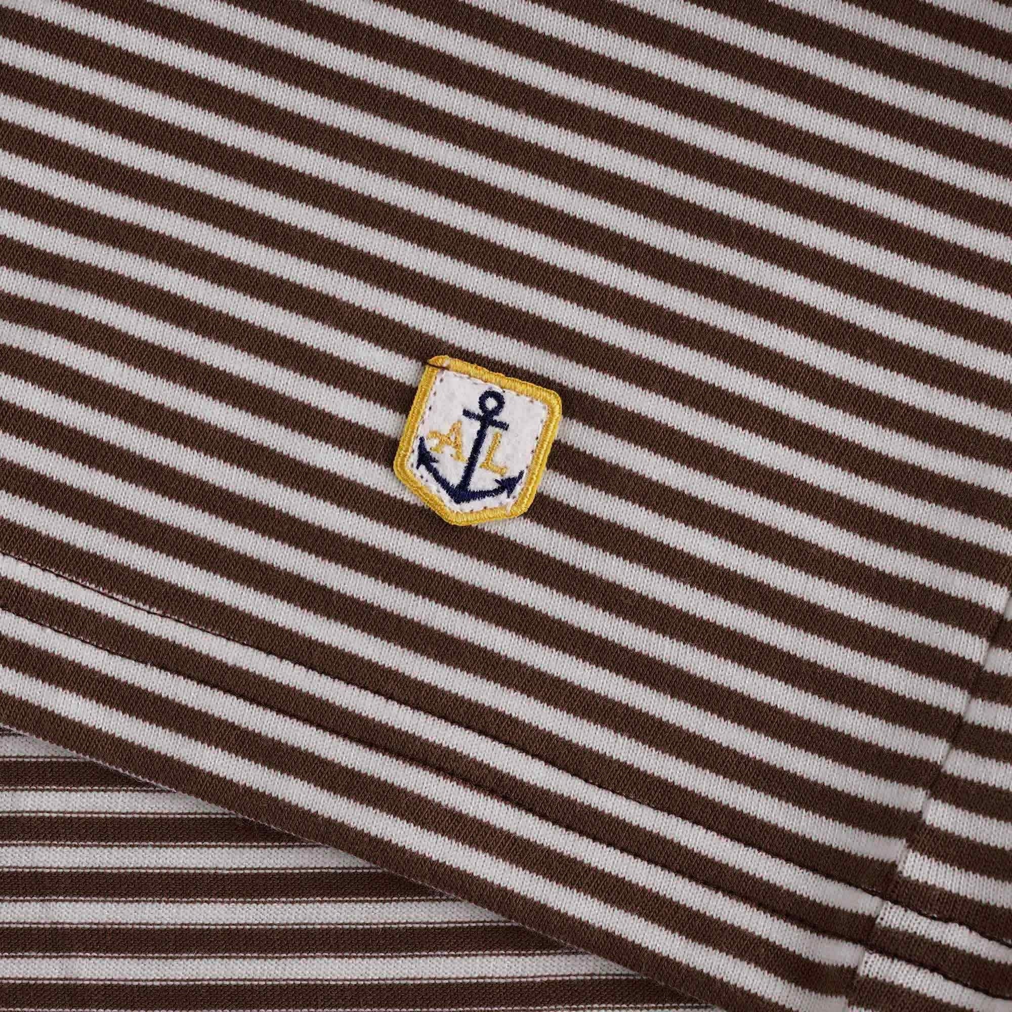 Armor Lux Organic Cotton Striped Heritage T-Shirt - Cacao/Milk