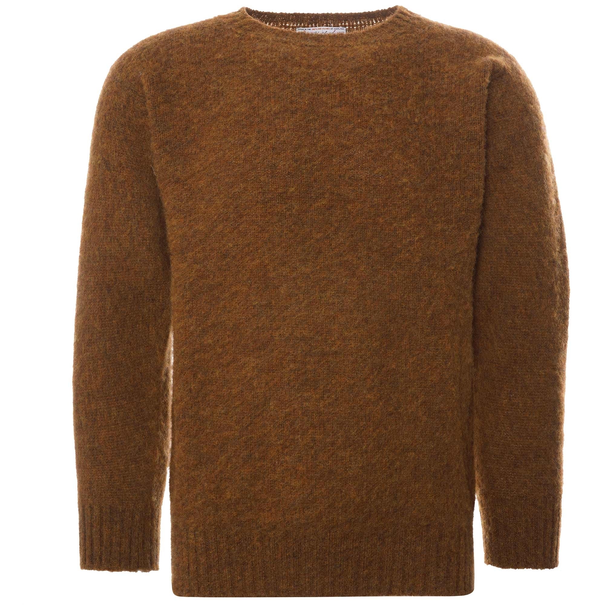 Shetland Woollen Co Shaggy Crew Knit - Burnt Umber