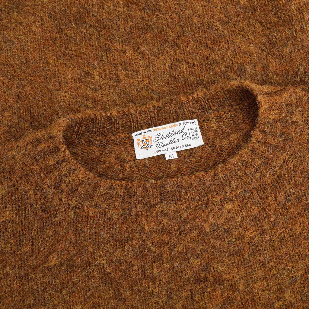 Shetland Woollen Co Shaggy Crew Knit - Burnt Umber