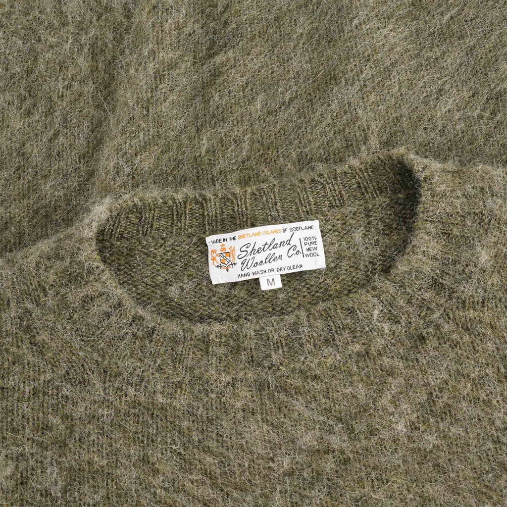 Shetland Woollen Co Shaggy Crew Knit - Artichoke