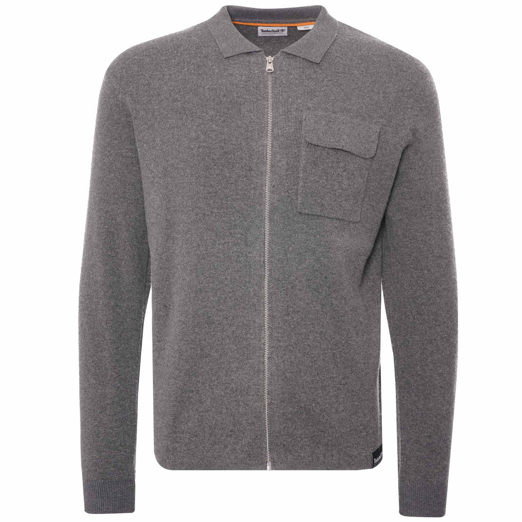 Full-Zip Wool Sweater - Grey Heather
