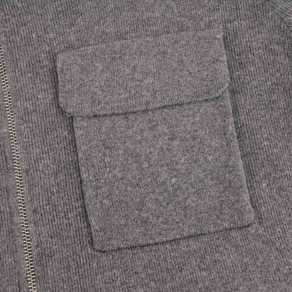 Full-Zip Wool Sweater - Grey Heather