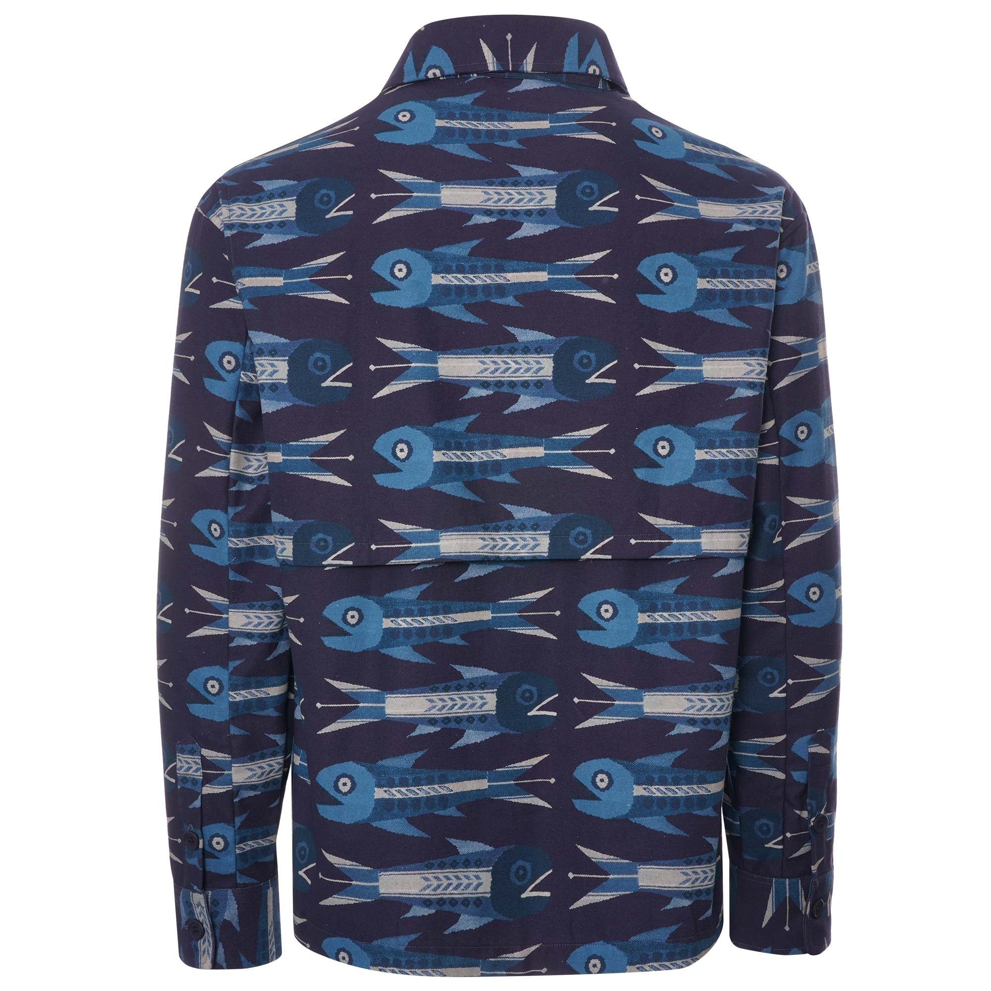 Nigel Cabourn Overshirt - Blue Aztec Fish Print