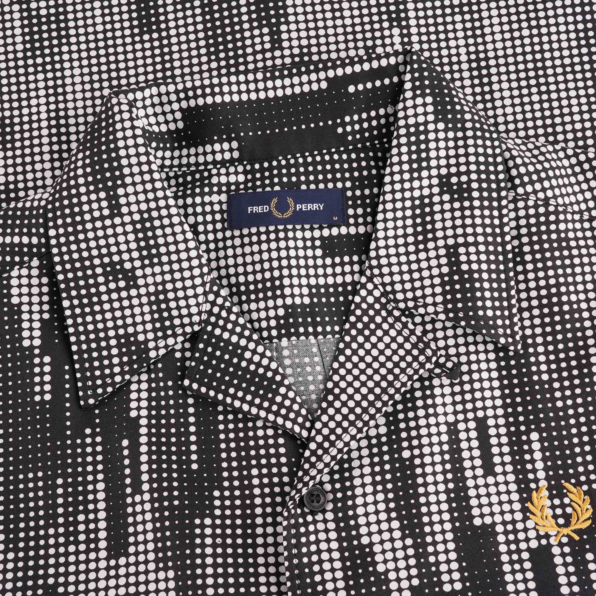Fred Perry Sound Wave Print Revere Shirt - Black