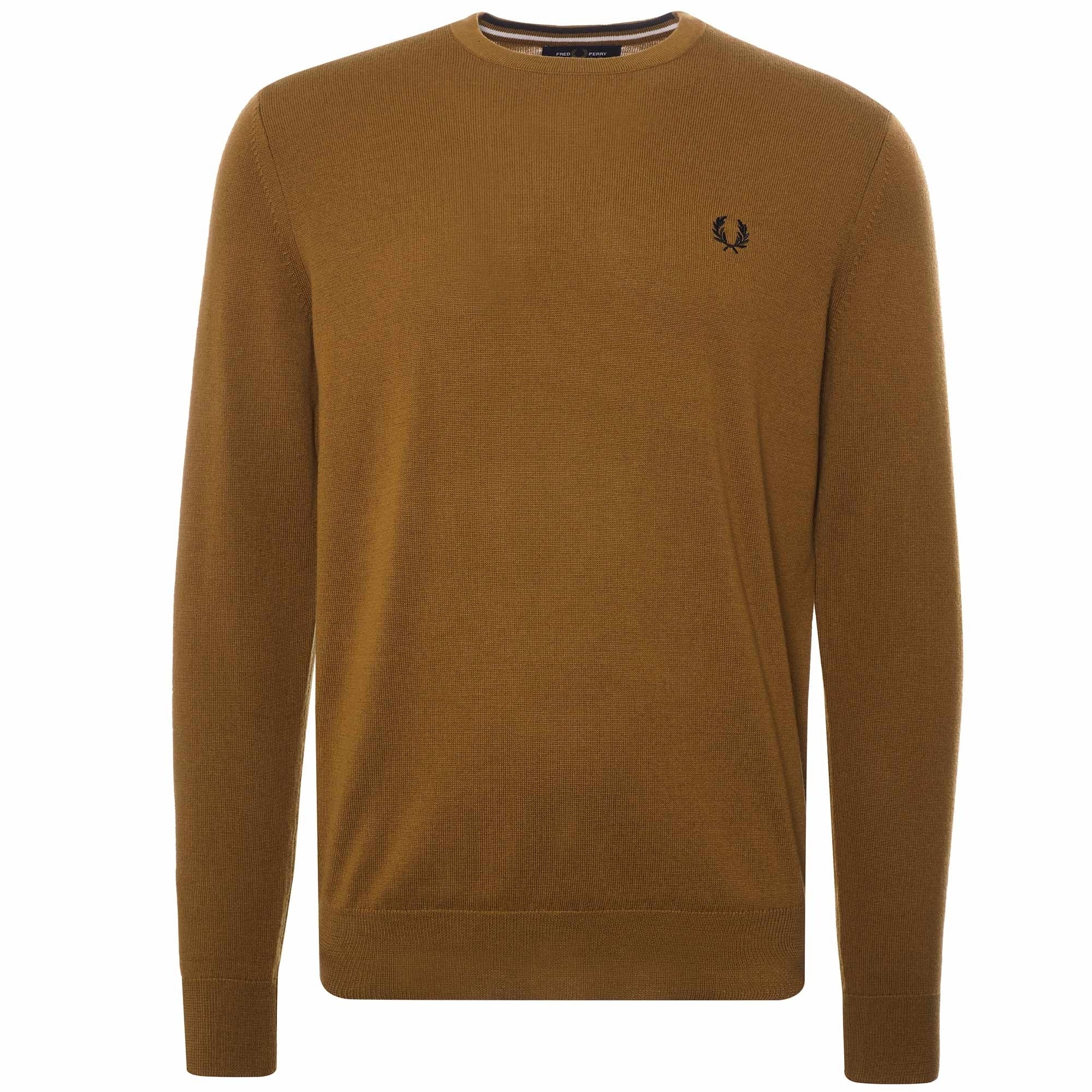 Fred Perry Classic Crew Neck Jumper - Dark Caramel