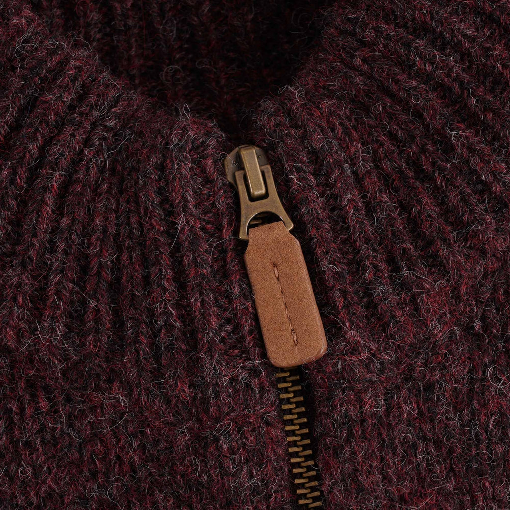Barbour Calder Knitted Zip Sweatshirt - Winter Red