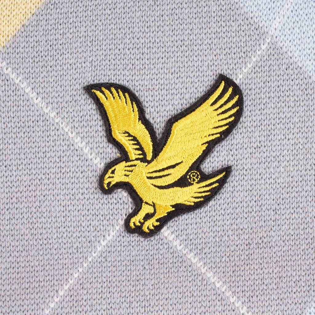 Lyle & Scott x Stuarts London Argyle V-Neck Jumper - Porto Grey/Sky/Corn Yellow