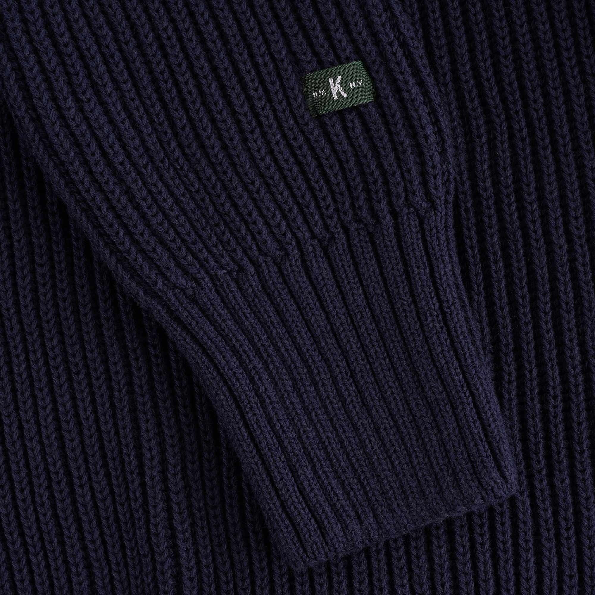 Heavy Rib Cotton Turtleneck Sweater - Navy