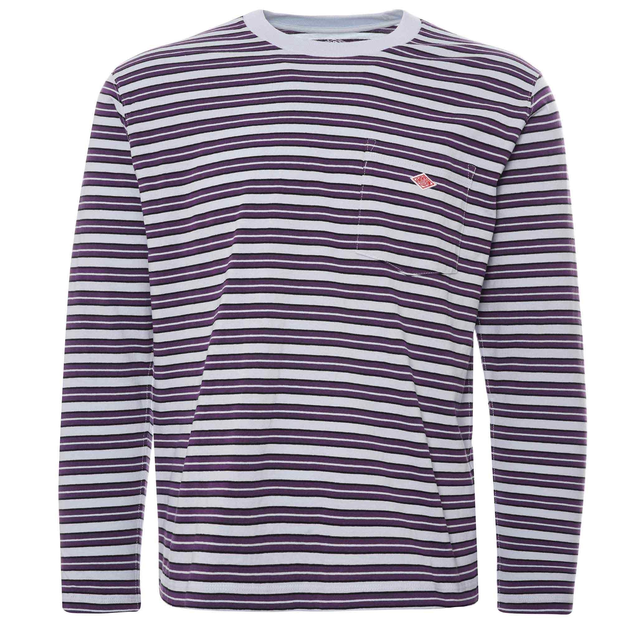 Danton Long Sleeve Pocket Stripe Tee - Sax Multi