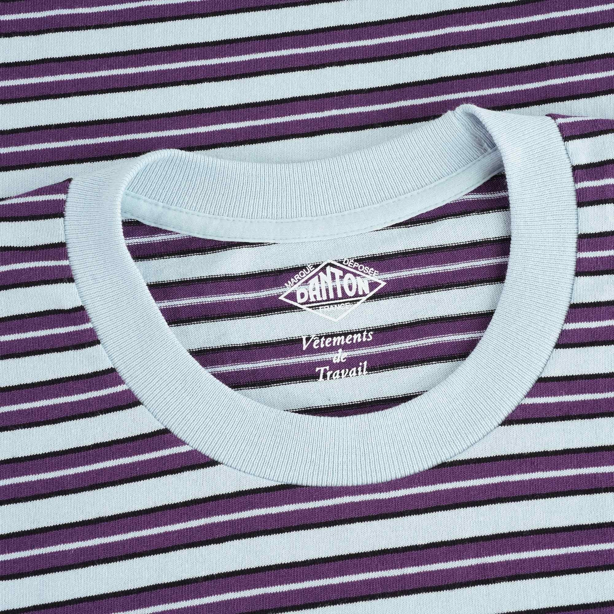 Danton Long Sleeve Pocket Stripe Tee - Sax Multi