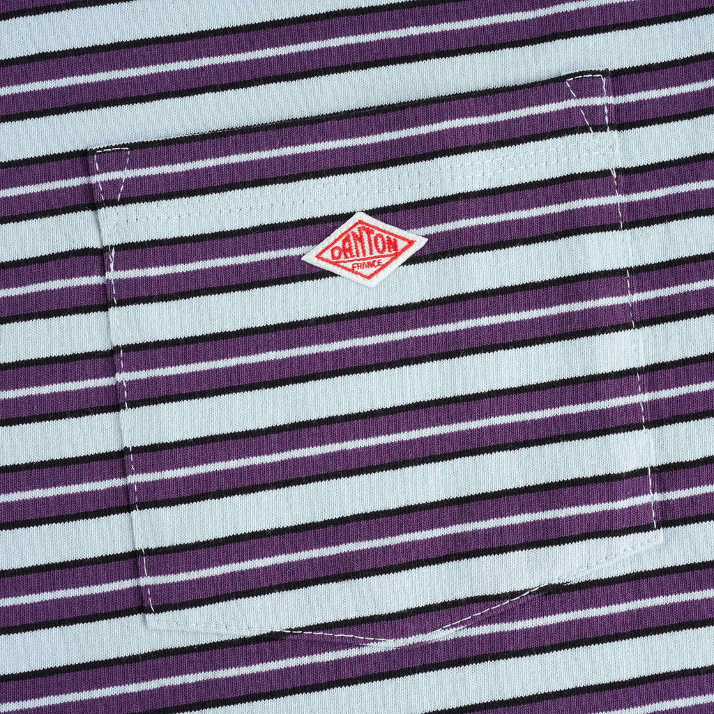 Danton Long Sleeve Pocket Stripe Tee - Sax Multi