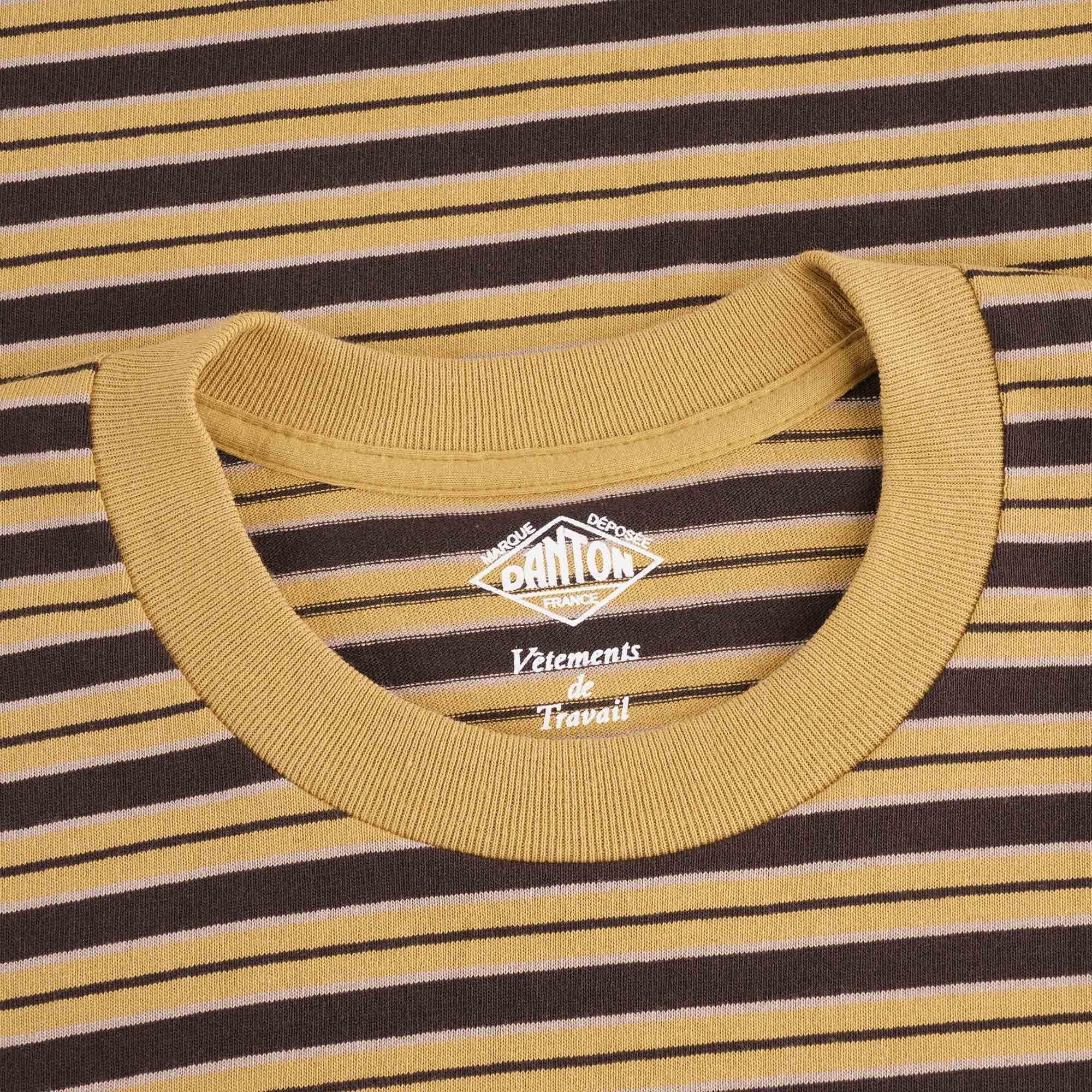 Danton Long Sleeve Pocket Stripe Tee - Orange