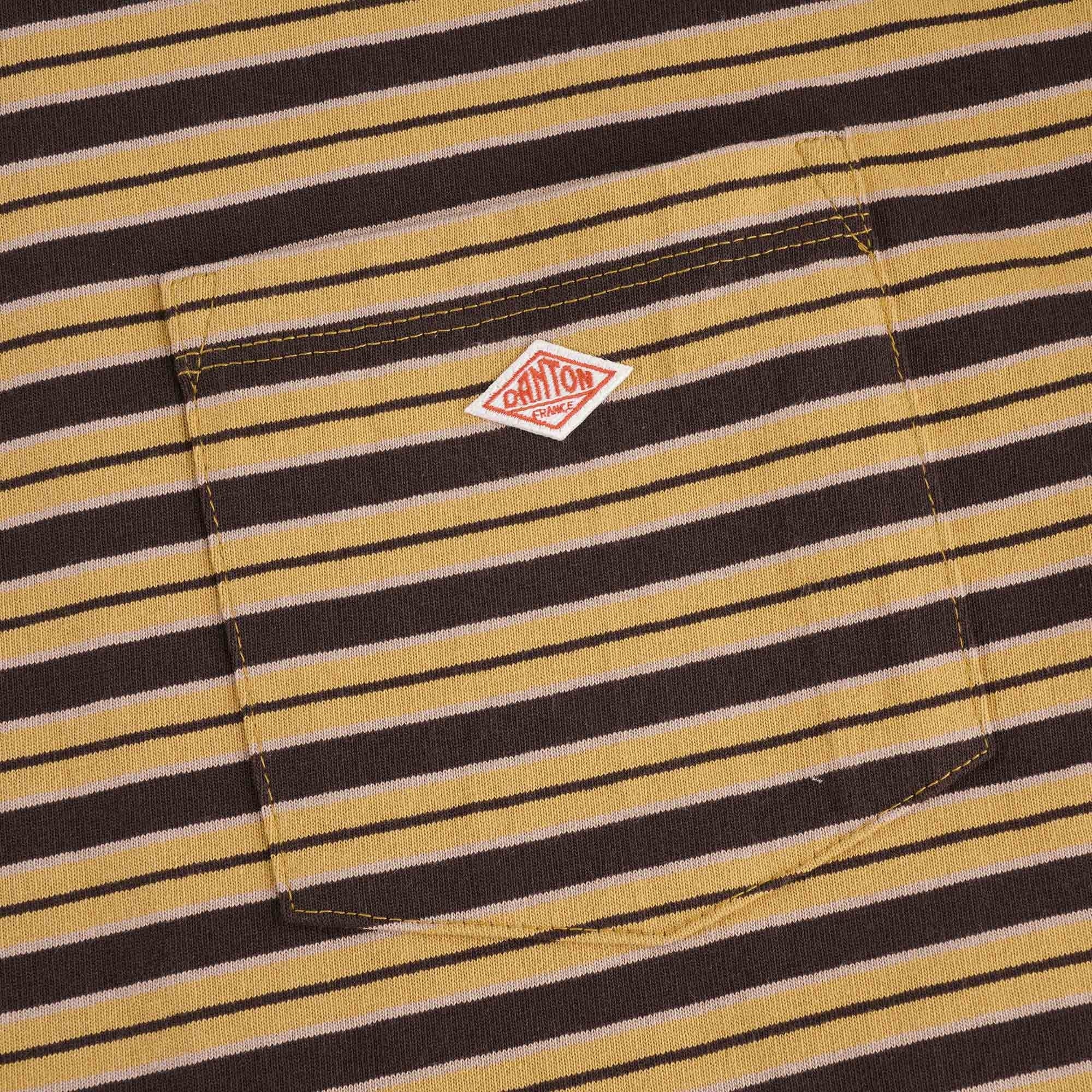 Danton Long Sleeve Pocket Stripe Tee - Orange