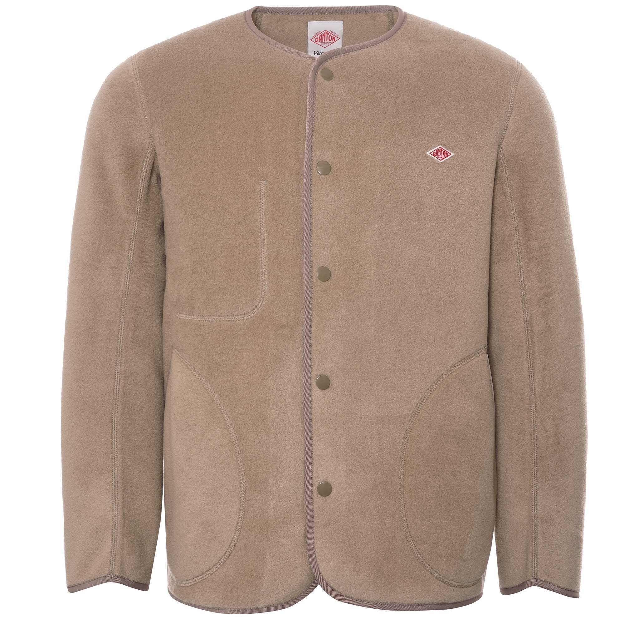 Danton Fleece Collarless Jacket - Beige – Stuarts London