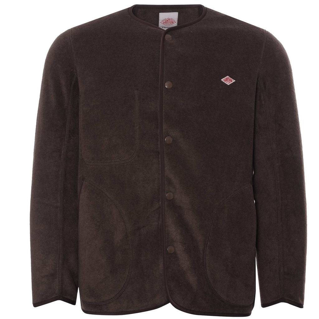 Danton Fleece Collarless Jacket - Brown