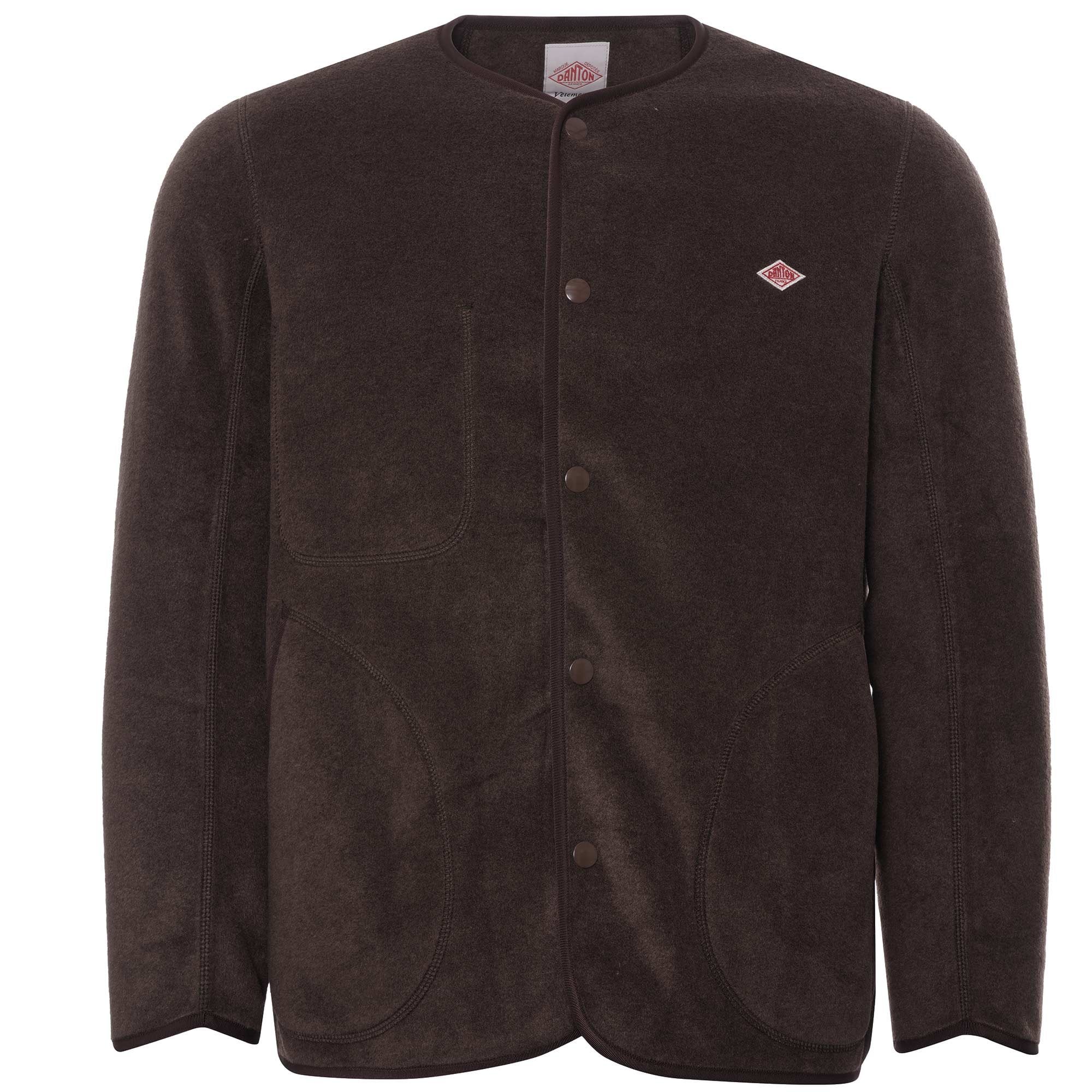 Danton Fleece Collarless Jacket - Brown